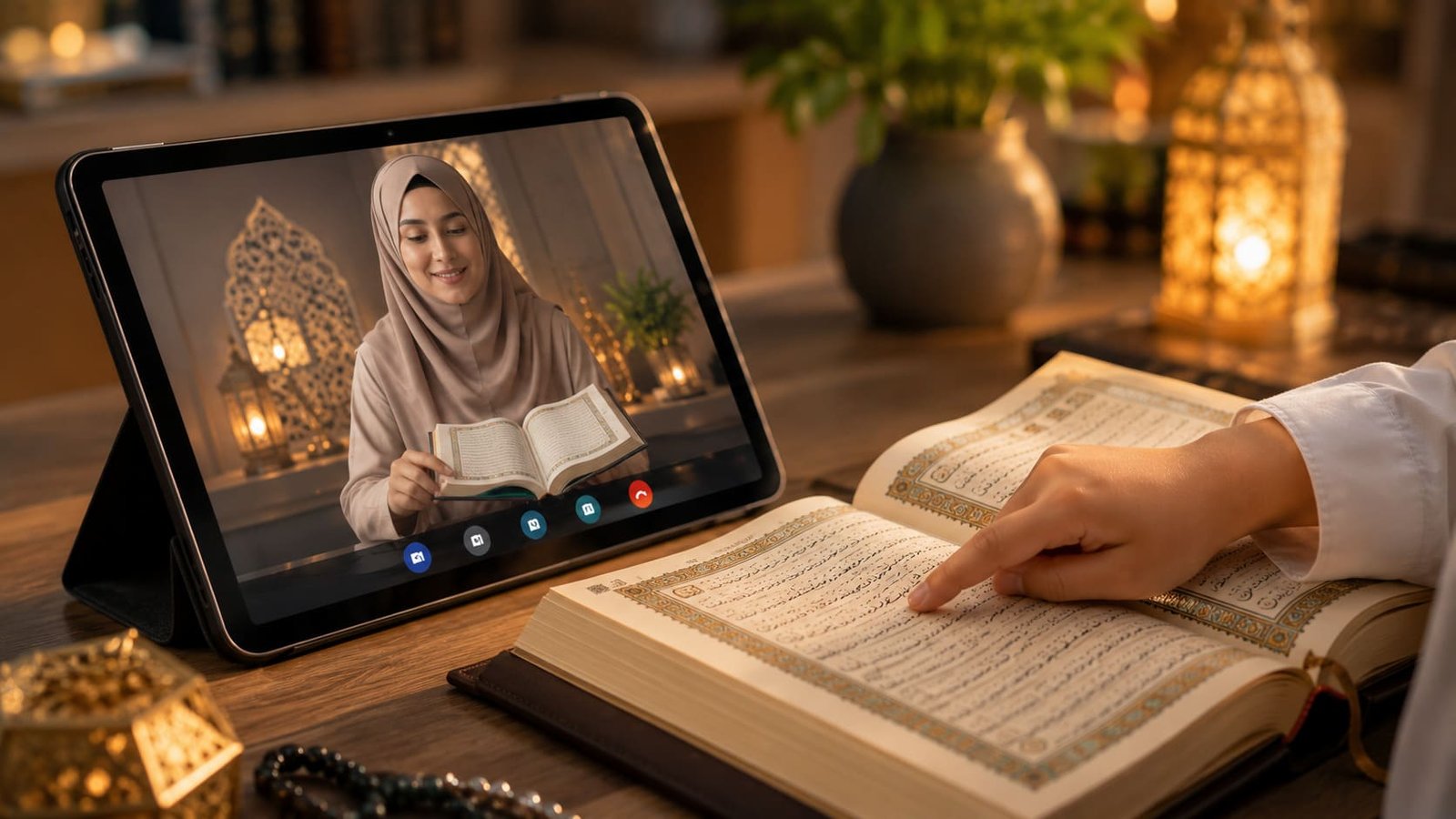 Best online Quran academy for kids UK US - A child learning Tajweed online with a female tutor.
